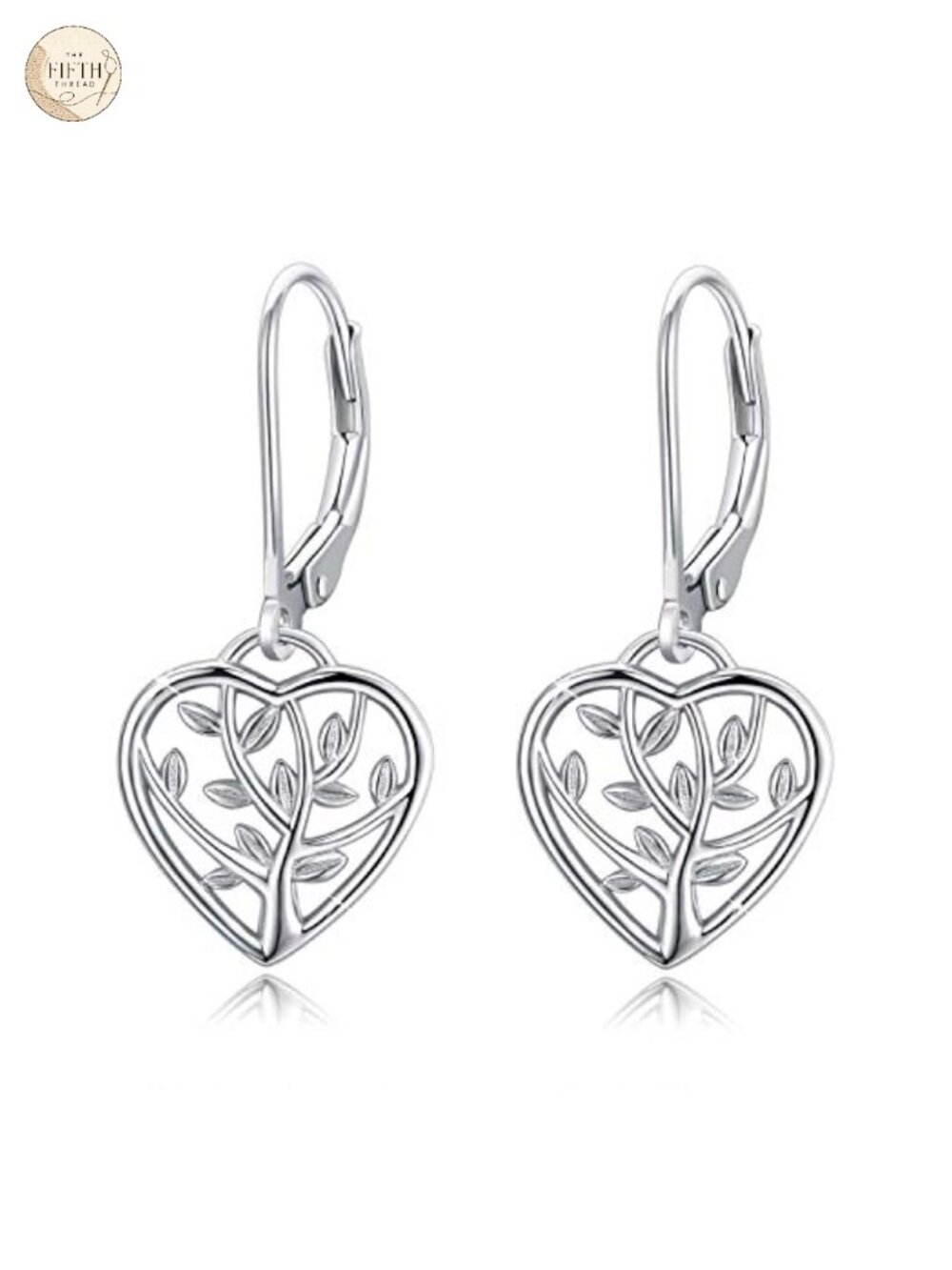 925 Sterling Silver Tree of Life Heart Leverback Earrings Hypoallergenic